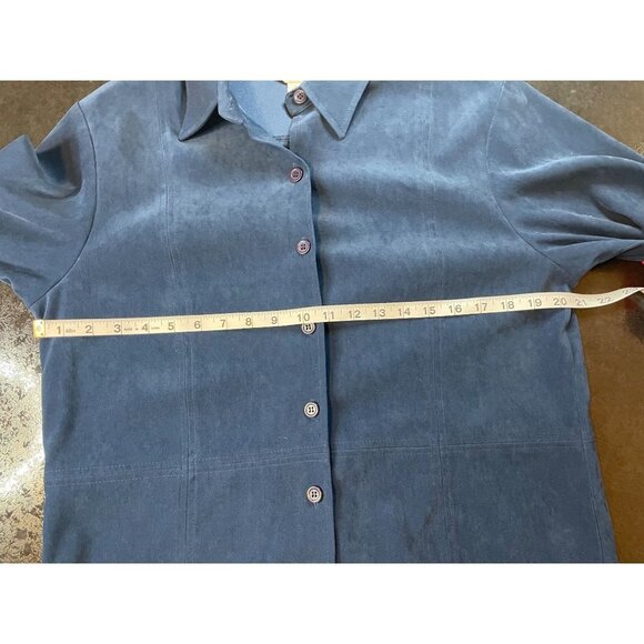 Talbots Navy Soft Stretch Button Up Collared Blouse Sz S - Picture 7 of 10